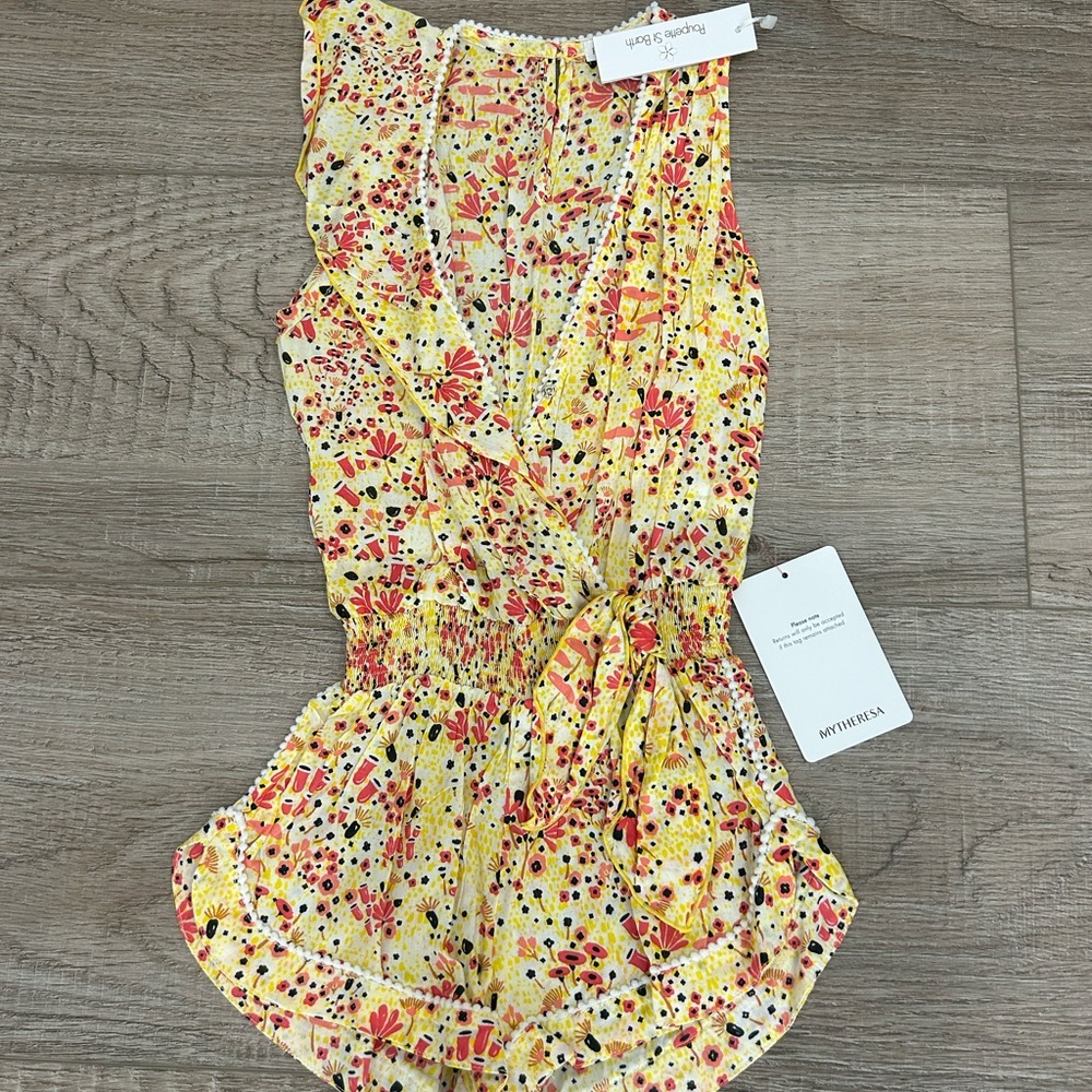 Poupette St Barth Girls Gwen yellow play suit romper size Small S